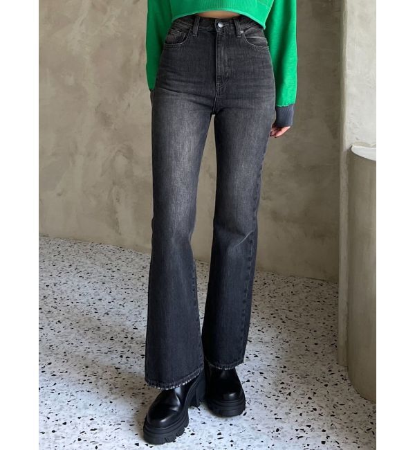 EMODA「ヴィンテージライクハイウエストフレアジーンズ」|デニム|ブラック