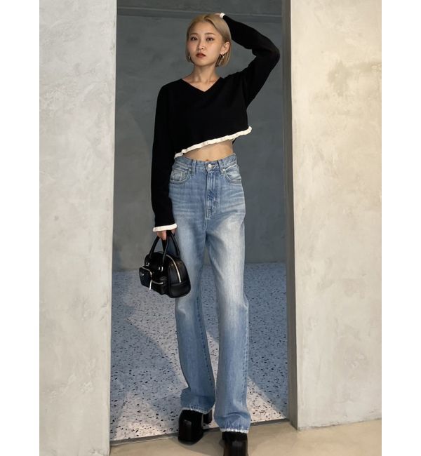 EMODA「ヴィンテージライクハイウエストフレアジーンズ」|デニム|