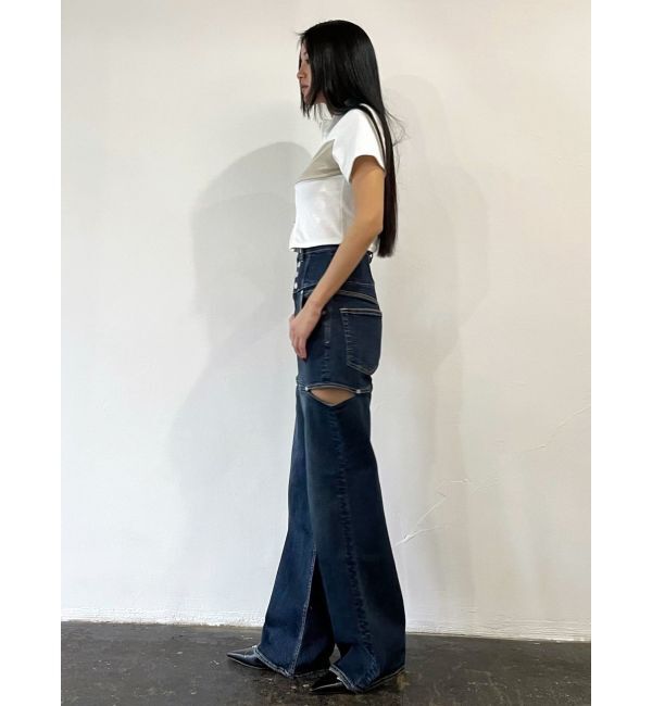 EMODA「ハイスリットハイウエストワイドジーンズ」|デニム|