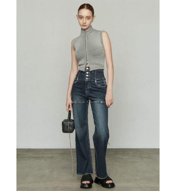 EMODA「ハイスリットハイウエストワイドジーンズ」|デニム|