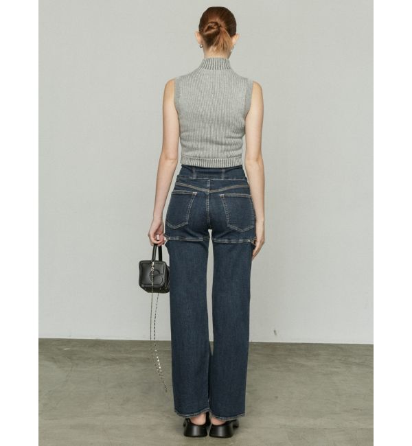 EMODA「ハイスリットハイウエストワイドジーンズ」|デニム|