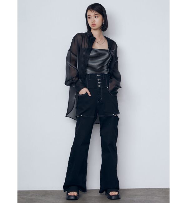 EMODA「ハイスリットハイウエストワイドジーンズ」|デニム|