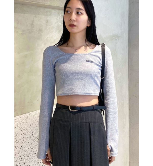 EMODA「プレートクロップトップ」|Tシャツ・カットソー|グレー