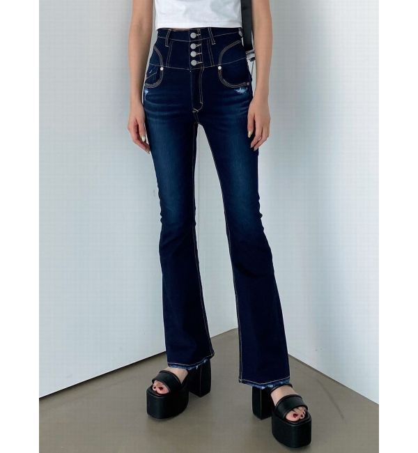 EMODA「スーパーハイウエストフレアパギンス」|デニム|