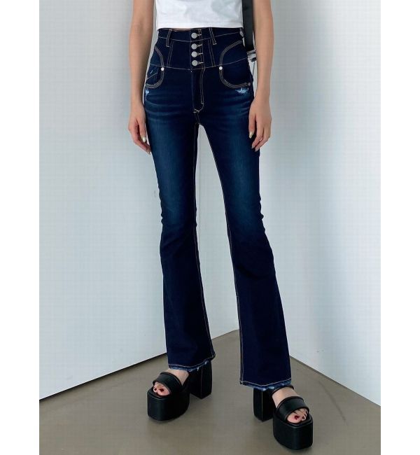 EMODA「スーパーハイウエストフレアパギンス」|デニム|