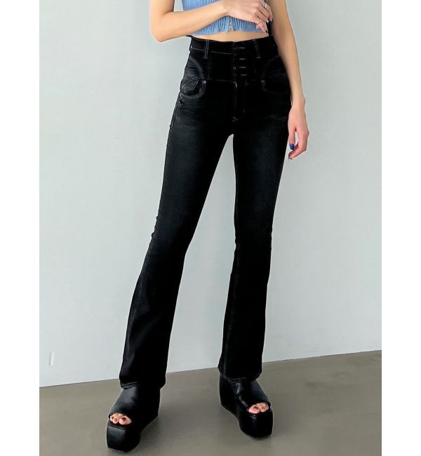 EMODA「スーパーハイウエストフレアパギンス」|デニム|