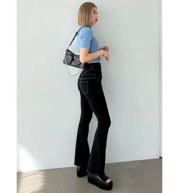 EMODA「スーパーハイウエストフレアパギンス」|デニム|