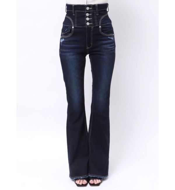 EMODA「スーパーハイウエストフレアパギンス」|デニム|