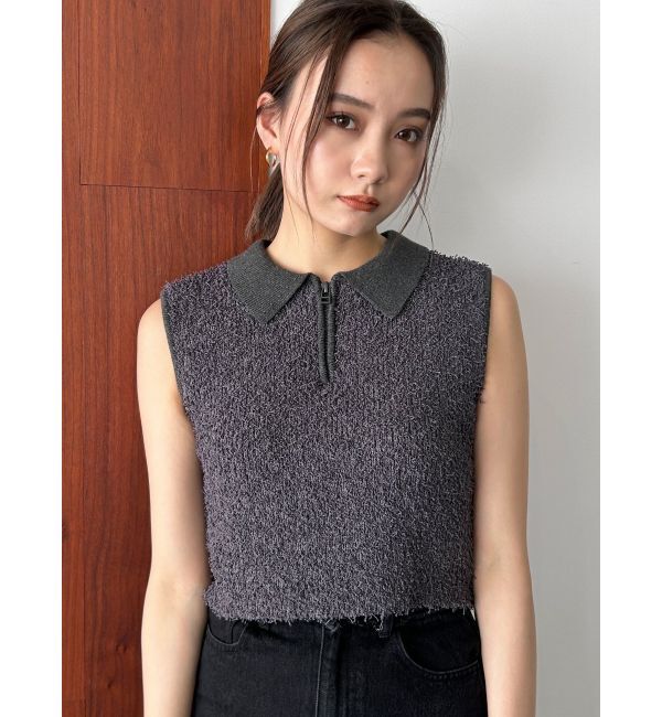 EMODA「フリンジヤーンジップタンクトップ」|タンクトップ|グレー