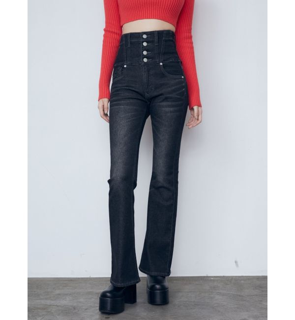 EMODA「バックレースアップハイウエストパギンス」|デニム|