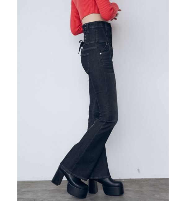 EMODA「バックレースアップハイウエストパギンス」|デニム|