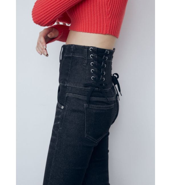 EMODA「バックレースアップハイウエストパギンス」|デニム|