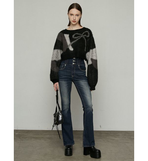 EMODA「バックレースアップハイウエストパギンス」|デニム|