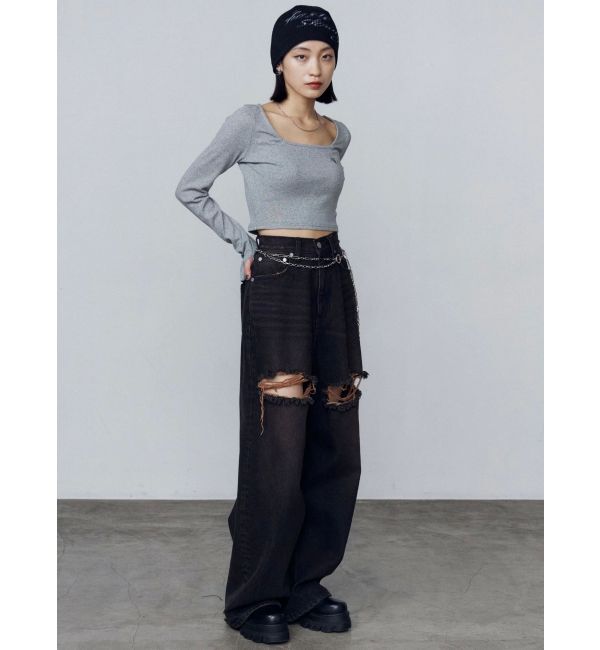 EMODA「クロスクロップフィットトップ」|Tシャツ・カットソー|