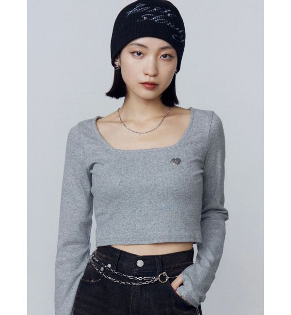 EMODA「クロスクロップフィットトップ」|Tシャツ・カットソー|グレー
