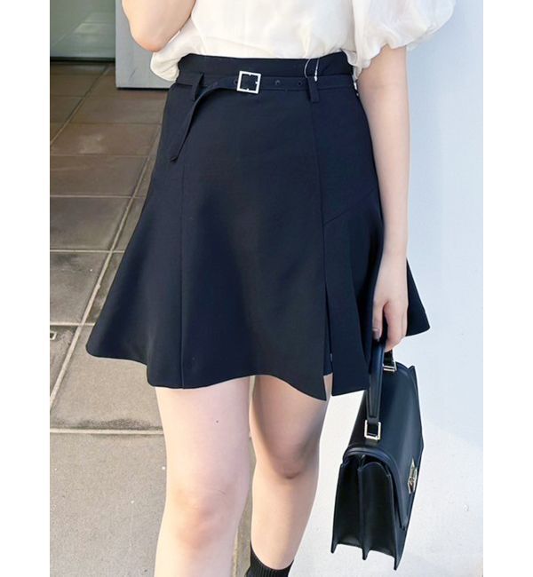 MERCURYDUO「ベルト付スリットミニスカパン」|その他|ブラック