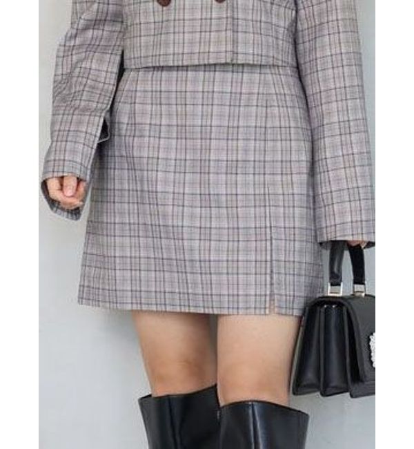 MERCURYDUO「【セットアップ着用可】チェックミニスカパン」|その他|ブラウン