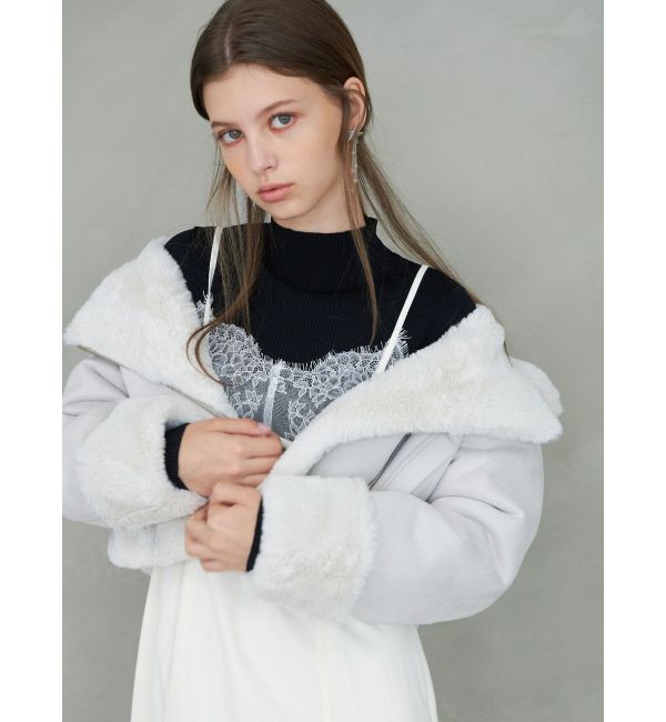 MERCURYDUO「フェイクムートンボンバージャケット」|ライダースジャケット|