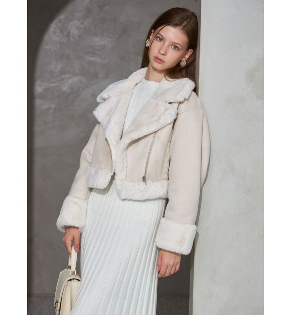 MERCURYDUO「フェイクムートンボンバージャケット」|ライダースジャケット|