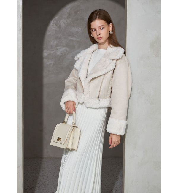 MERCURYDUO「フェイクムートンボンバージャケット」|ライダースジャケット|