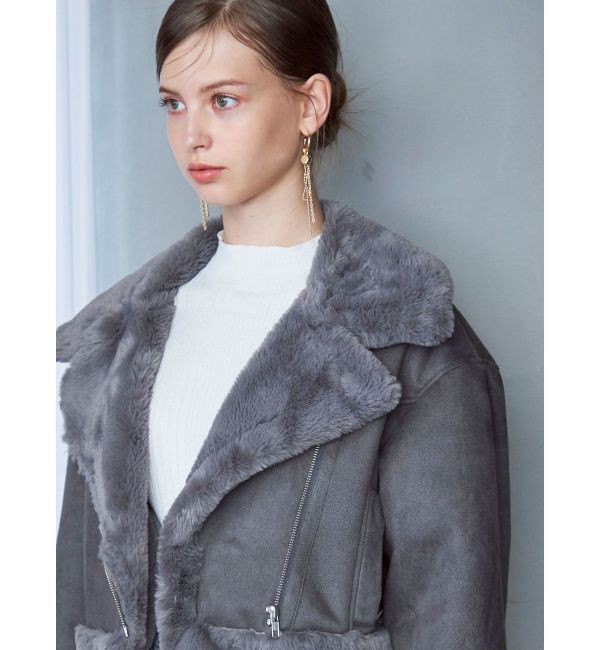 MERCURYDUO「フェイクムートンボンバージャケット」|ライダースジャケット|