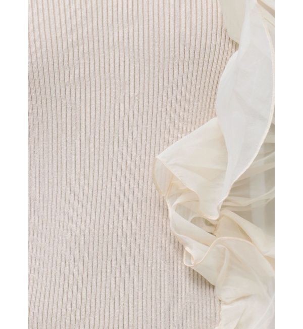 MERCURYDUO「異素材コサージュニットワンピース」|ワンピース|