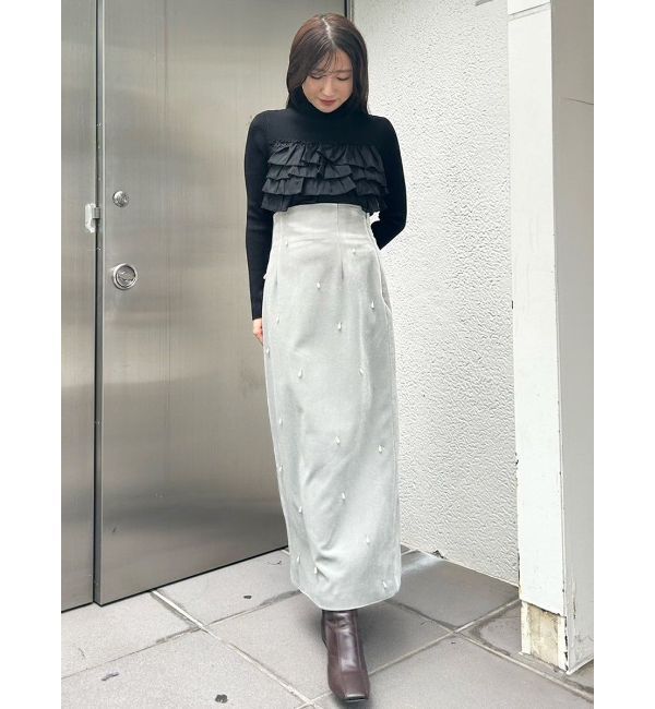 MERCURYDUO「ドロップパールナロースカート」|スカート|