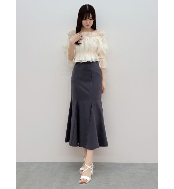 MERCURYDUO「2WAYオフショル五分袖シャーリングブラウス」|シャツ・ブラウス|