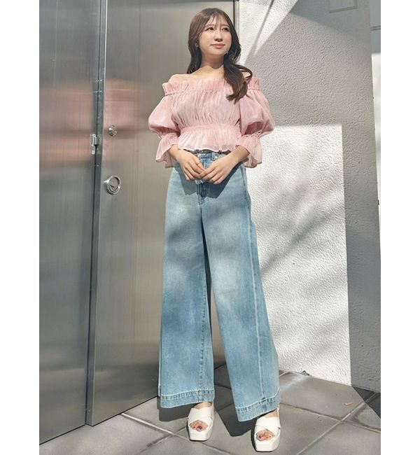 MERCURYDUO「2WAYオフショル五分袖シャーリングブラウス」|シャツ・ブラウス|