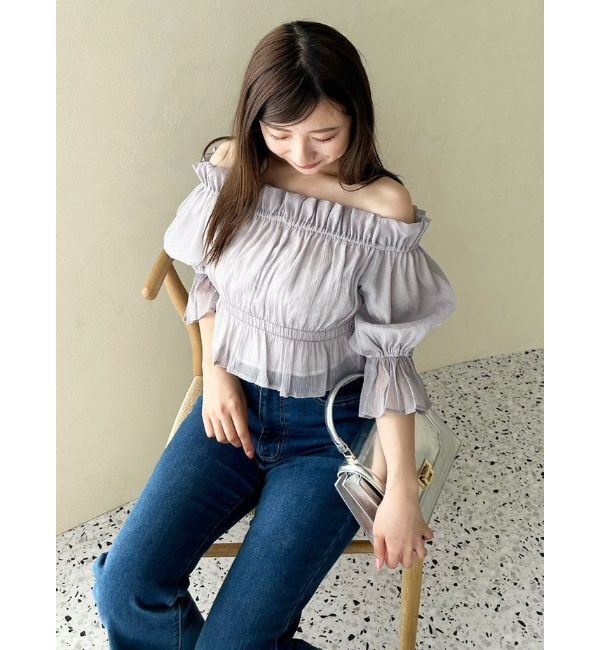 MERCURYDUO「2WAYオフショル五分袖シャーリングブラウス」|シャツ・ブラウス|