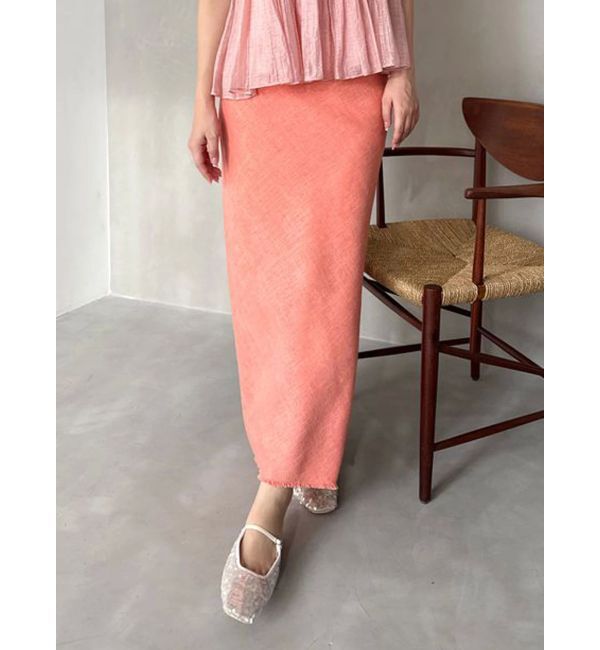 MERCURYDUO「【OUNNOUN】ヘビーリネンナロースカート」|スカート|オレンジ