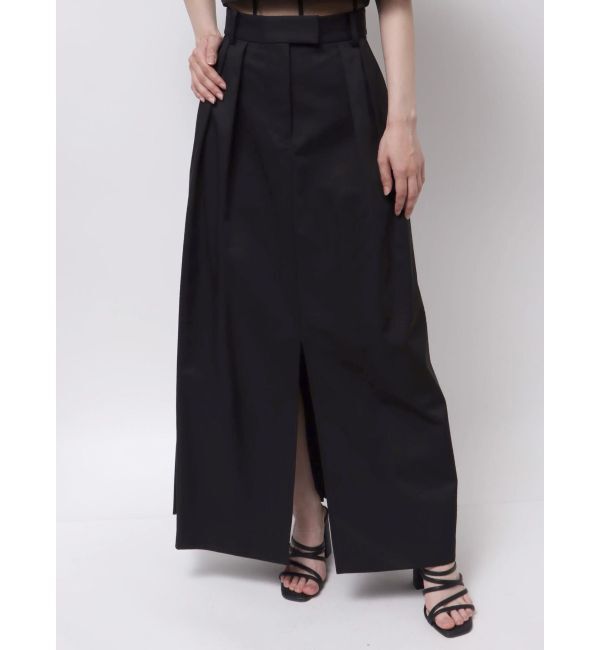 MERCURYDUO「【OUNNOUN】ギャバスリットデザインスカート」|スカート|ブラック