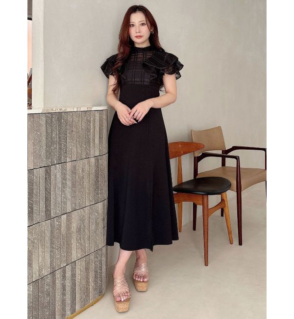 MERCURYDUO「シアーチェックラッフルドッキングワンピース」|ワンピース|