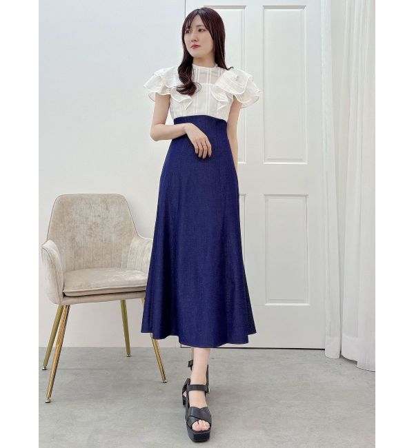 MERCURYDUO「シアーチェックラッフルドッキングワンピース」|ワンピース|