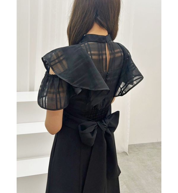 MERCURYDUO「シアーチェックラッフルドッキングワンピース」|ワンピース|