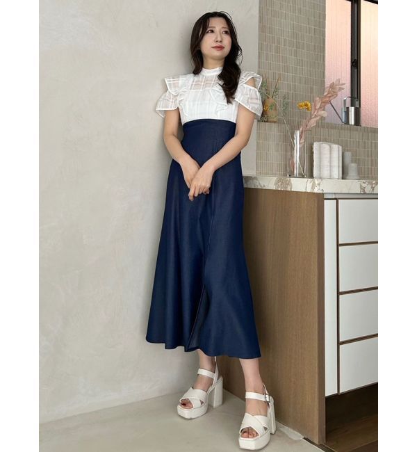 MERCURYDUO「シアーチェックラッフルドッキングワンピース」|ワンピース|