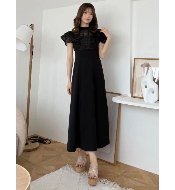 MERCURYDUO「シアーチェックラッフルドッキングワンピース」|ワンピース|