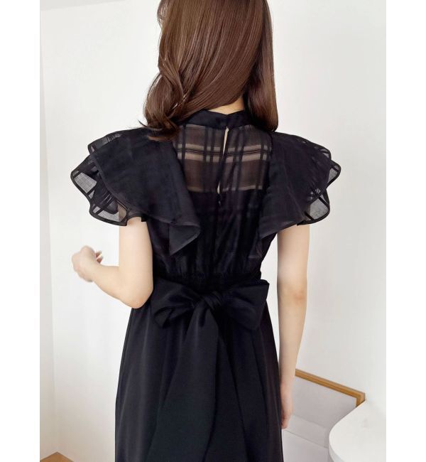 MERCURYDUO「シアーチェックラッフルドッキングワンピース」|ワンピース|