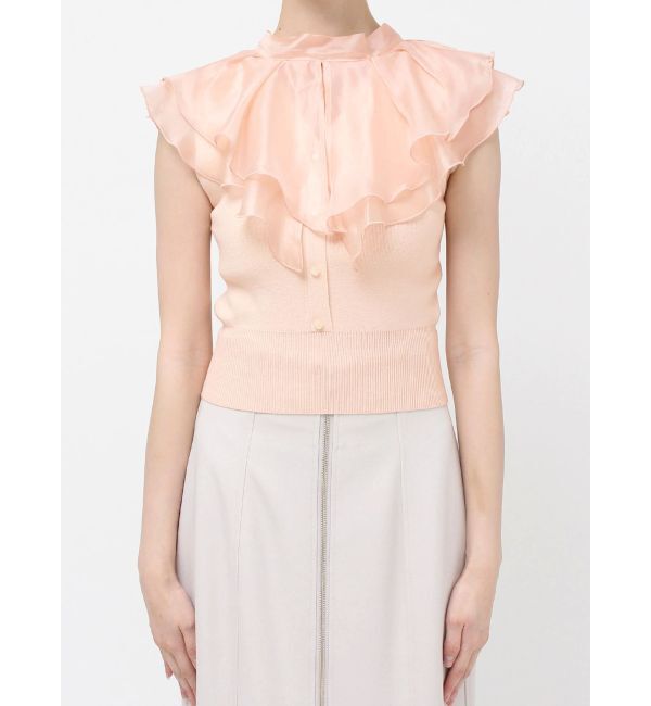 MERCURYDUO「異素材ラッフルコンパクトニット」|ニット・セーター|