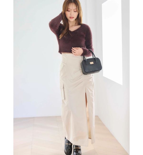 MERCURYDUO「ミニシャギーVネッククロップドニット」|ニット・セーター|