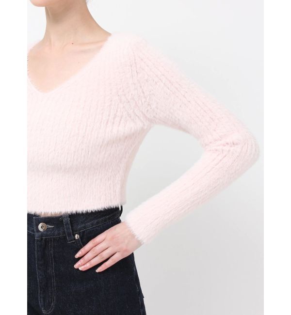 MERCURYDUO「ミニシャギーVネッククロップドニット」|ニット・セーター|