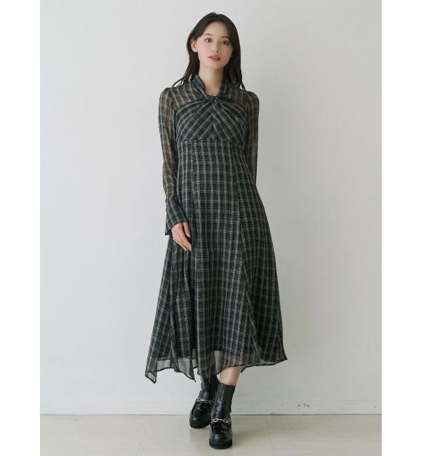 MERCURYDUO「ツイストネックロングスリーブワンピース」|ワンピース|