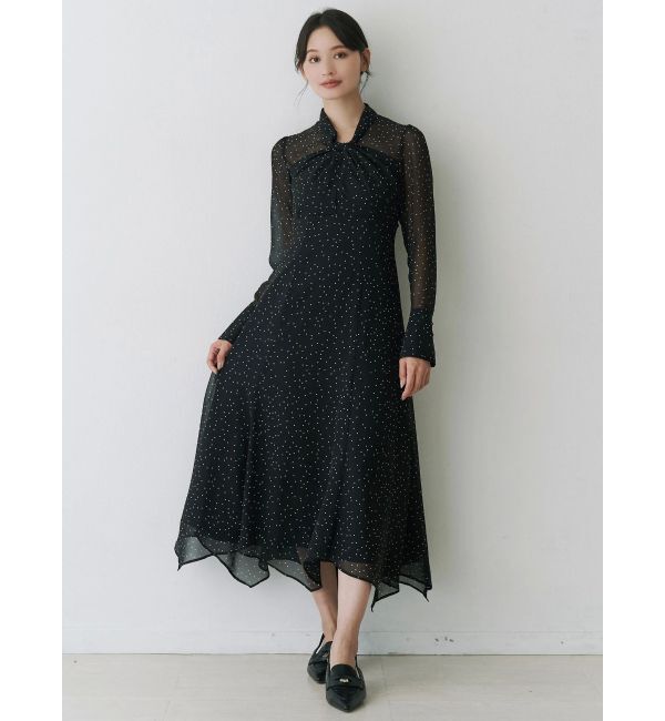 MERCURYDUO「ツイストネックロングスリーブワンピース」|ワンピース|