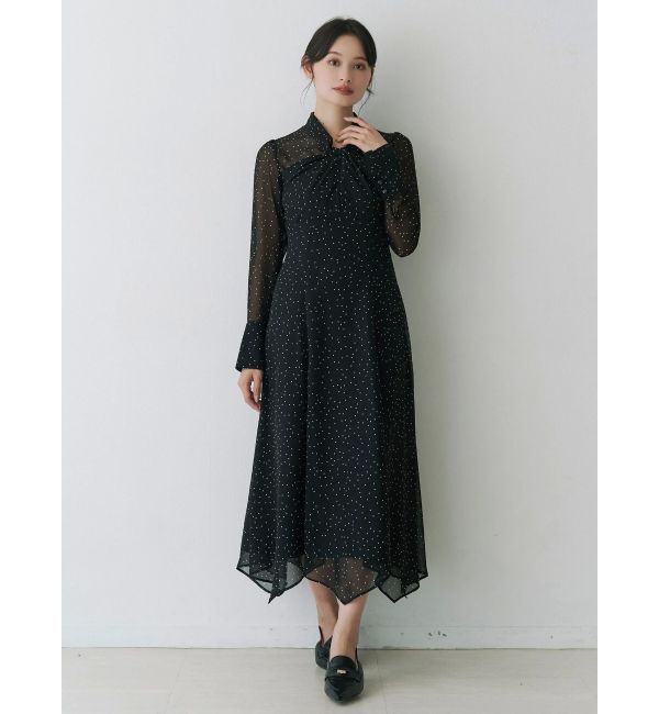 MERCURYDUO「ツイストネックロングスリーブワンピース」|ワンピース|