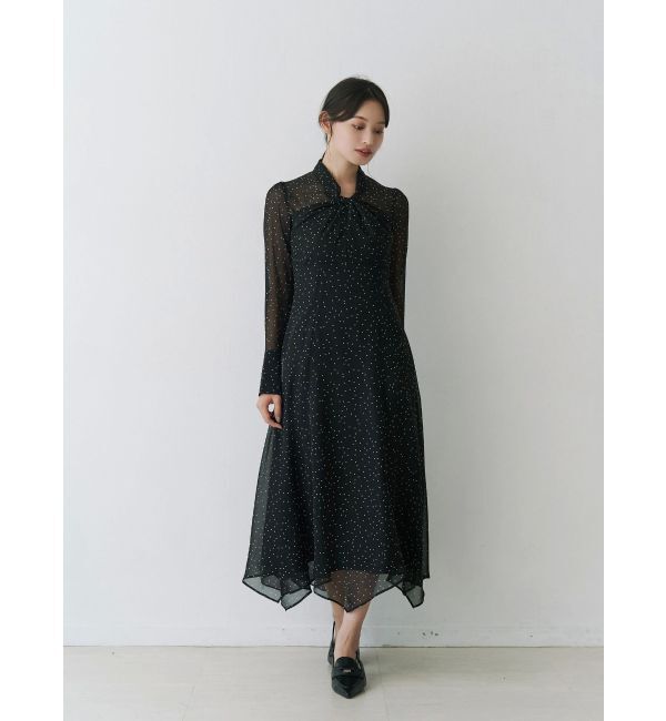 MERCURYDUO「ツイストネックロングスリーブワンピース」|ワンピース|