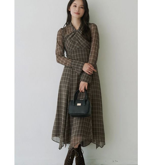 MERCURYDUO「ツイストネックロングスリーブワンピース」|ワンピース|