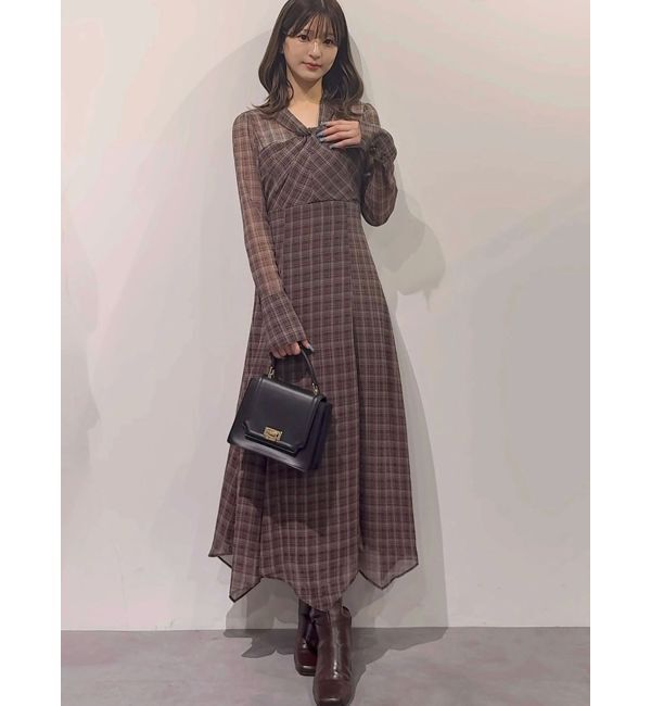 MERCURYDUO「ツイストネックロングスリーブワンピース」|ワンピース|