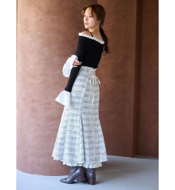 MERCURYDUO「オリジナルツイードスソプリーツマーメイドスカート」|スカート|