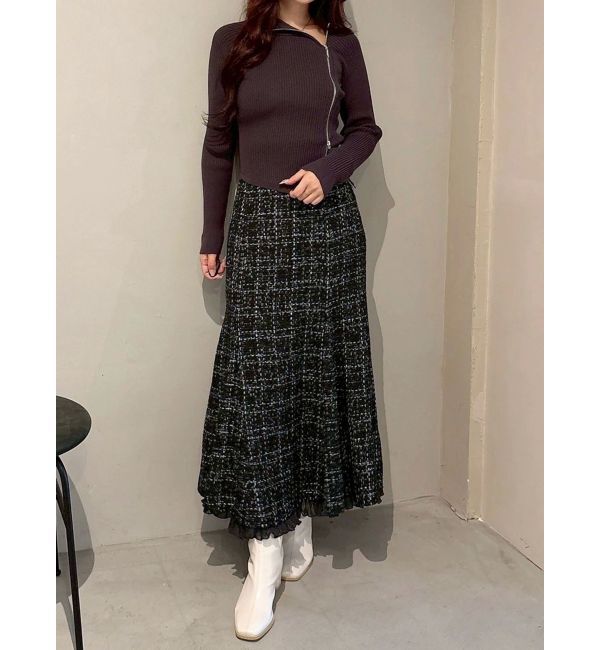MERCURYDUO「オリジナルツイードスソプリーツマーメイドスカート」|スカート|