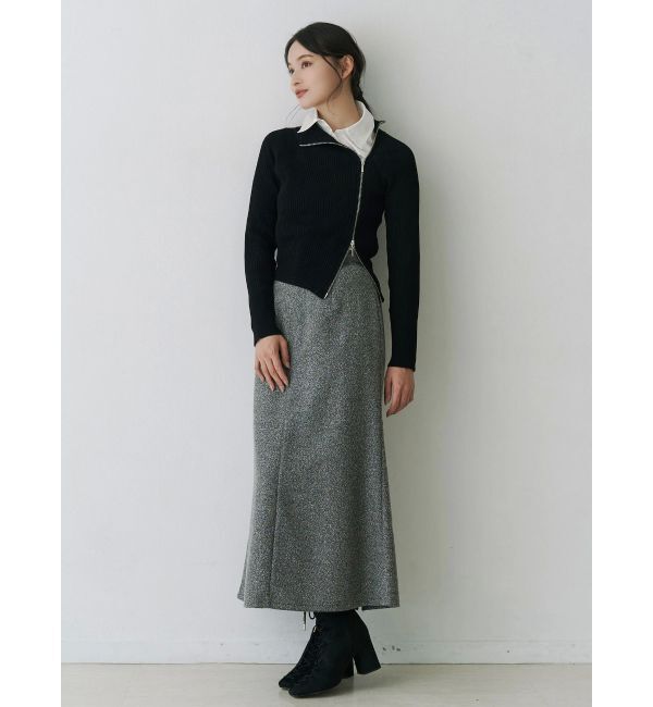 MERCURYDUO「【WEB限定カラーあり】ハイツイストアシメZIPニット」|ニット・セーター|